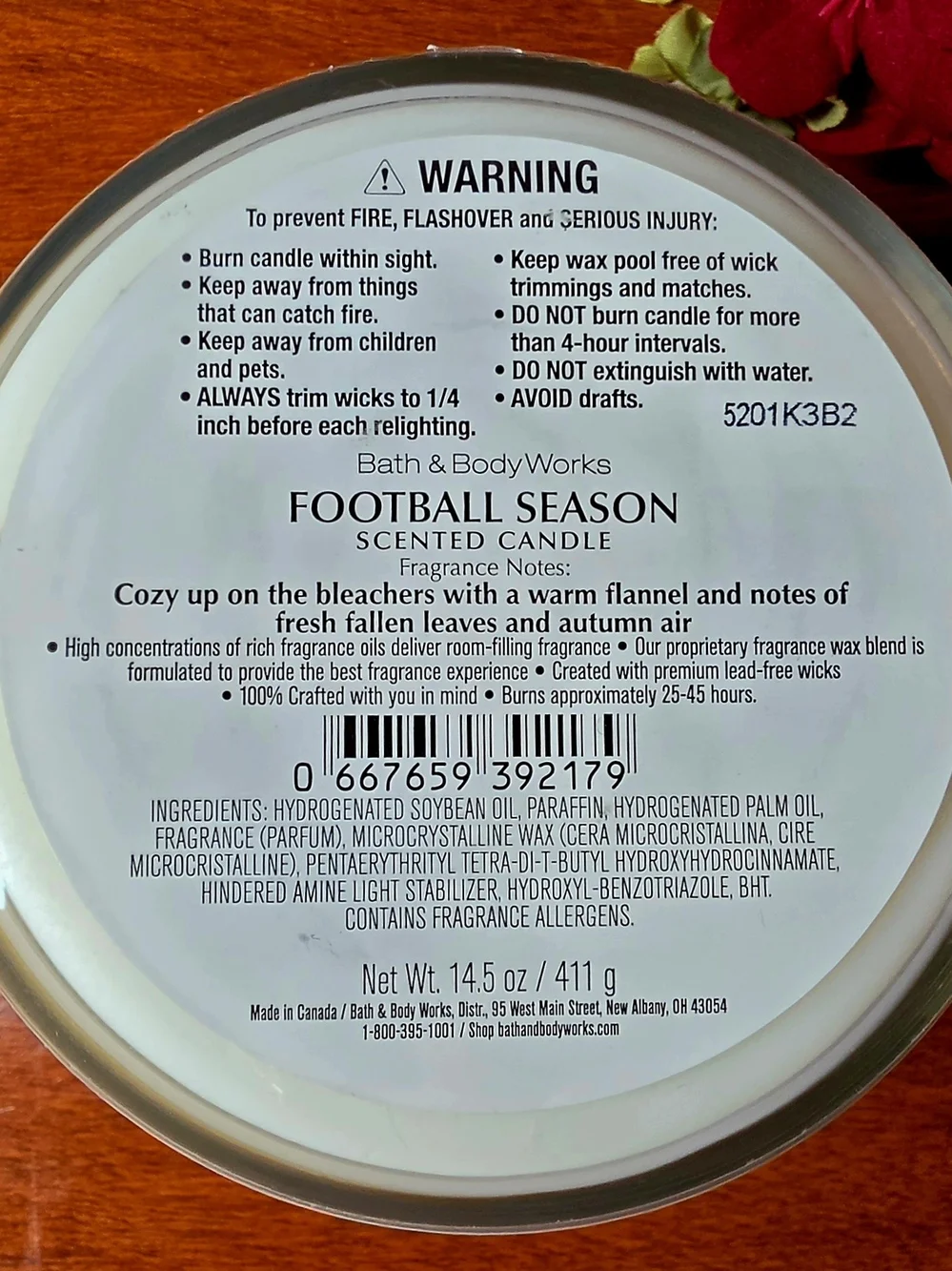 Bath & Body Works Football Season 3-Wick Scented Candle